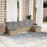 Set Divani da Giardino 7 pz con Cuscini Beige in Polyrattan 3227914