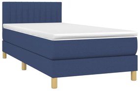 Letto a molle con materasso e led blu 90x190 cm in tessuto