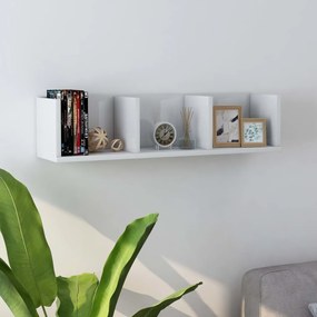 Scaffale Porta Cd Parete Bianco Lucido 75x18x18 Cm Multistrato /