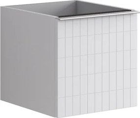 Cassettiera Pixel con 1 cassetto frontale Grid laccato opaco bianco e maniglia alluminio brillante L.40 H.40 P.45,5 cm.