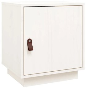 Comodino Bianco 40x34x45 cm in Legno Massello di Pino