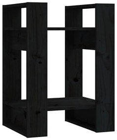 Libreria/divisorio nero 41x35x57 cm in legno massello di pino