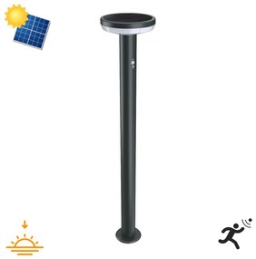 Paletto da giardino Solare Nero 80cm con Sensore Movimento e Picchetto Colore Bianco Naturale 4.000K