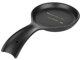 Poggiamestolo nero 22 cm stoneware scritta Quotes