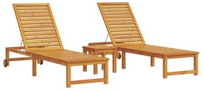 Lettino prendisole  con tavolo in legno massello di acacia, lettino prendisole  in legno massello di acacia