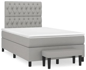 Giroletto A Molle Con Materasso Grigio Chiaro 120x190cm Tessuto /