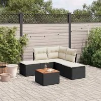 Set Divano da Giardino 6 pz con Cuscini Nero in Polyrattan 3256000