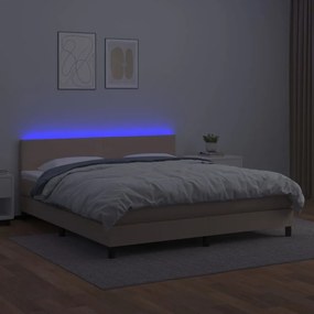 Giroletto molle materasso e led cappuccino 160x200cm similpelle