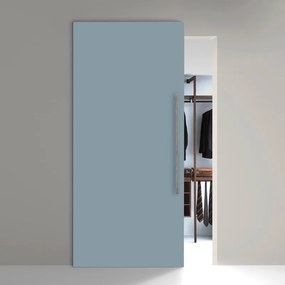 Porta scorrevole reversibile Stoccolma con maniglione in legno blu turchese, L 99 x H 221 cm, con binario invisibile