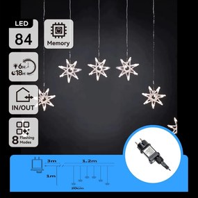 Aigostar - Catena LED da esterno 84xLED/230V 1,2x1m IP44 bianco freddo, fiocchi di neve