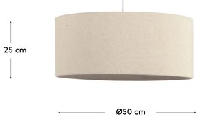 Kave Home - Plafoniera Nazli grande in lino con finitura beige Ã˜ 50 cm