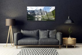 Quadro acrilico Paesaggio della foresta del lago di montagna 100x50 cm