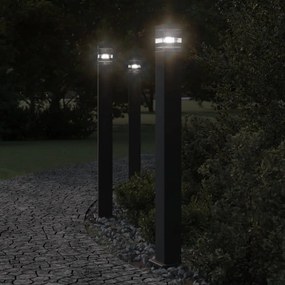 Lampada Da Terra Per Esterni Con Sensore Nera 110cm Alluminio /