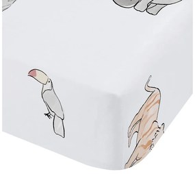 Lenzuolo con angoli per bambini bianco in cotone per culla 70x140 cm Zoo Animals – Bianca