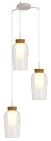 Lampadario Glamour Nora 2 bianco paralume trasparente 3x E27 Ø53.4cm MANTRA