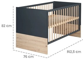 Culla in grigio scuro-naturale 70x140 cm Lenn - Roba