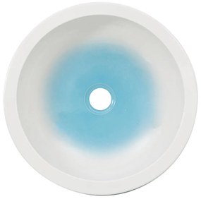 Lavabo da Appoggio Bianco e Blu Rotondo Φ41x14 cm Ceramica