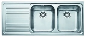 Lavello integrato 2 vasche con gocciolatoio a sinistra FRANKE Logica line inox L 50 x L 116 cm argento