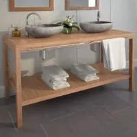 Mobile per Lavabo in Massello di Teak 132x45x75 cm