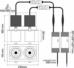 Faro LED da Incasso Orientabile 2x15W CCT Foro 160x75mm Bridgelux LED Colore Bianco Variabile CCT