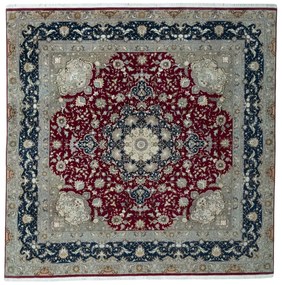 Tabriz Tappeto 250x250 Rosso (Iran) Annodato A Mano
