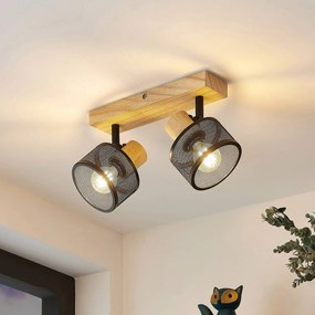 Lindby Evinora spot da soffitto di legno, 2 luci