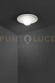 Huevo applique in cemento e metallo bianco  luce attacco e27 d.25,8cm