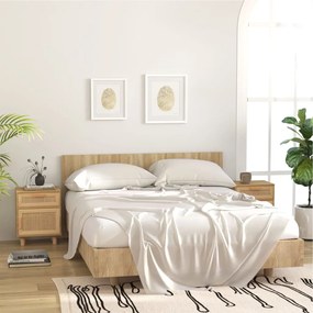 Comodini 2 Pz Marroni Legno Massello Di Pino E Rattan Naturale /
