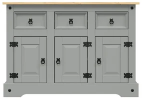 Credenza corona grigia 112x43x78 cm in legno massello di pino