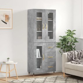 Credenza Grigio Cemento 69,5x34x180 Cm İn Legno Multistrato /
