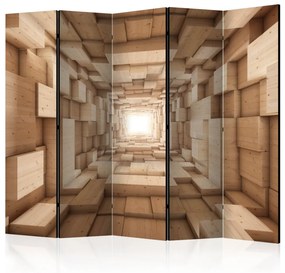 Paravento separè Dimensione Tizianesca II - spazio con pareti di legno e bagliore