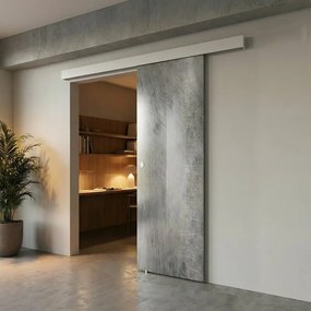 Porta scorrevole destra Graffi in vetro multicolore, L 88 x H 215 cm, con binario Meli