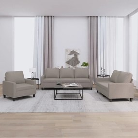 Set Di Divani 3 Pz Con Cuscini Tortora İn Tessuto /
