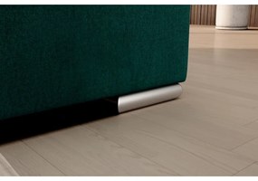 Divano angolare verde allungabile/con contenitore (con penisola a destra/a L) e rivestimento in velluto Sado – ELTAP