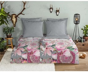 Biancheria da letto singola in flanella rosa e grigia 140x200 cm - HIP