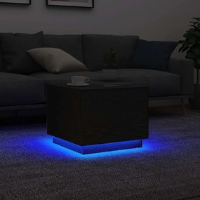 Tavolino Da Salotto Con Luci Led Rovere Nero 50x50x40 Cm /
