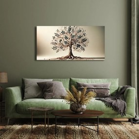 Quadro su tela – Albero della vita con foglie e spirali