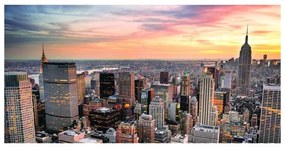 Stampa su tela Panorama tramonto New York, multicolore 120 x 60 cm