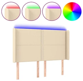Testiera a led crema 147x16x118/128 cm in tessuto