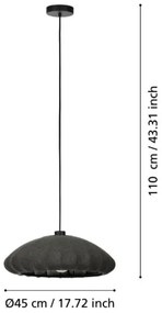 Eglo 43961 - Lampadario a sospensione con filo BARLASTON 1xE27/40W/230V diametro 45 cm