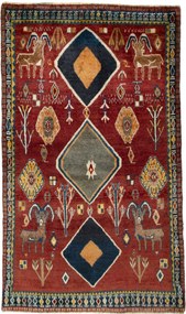 Gabbeh Tappeto 110x190 Rosso (Iran) Annodato A Mano