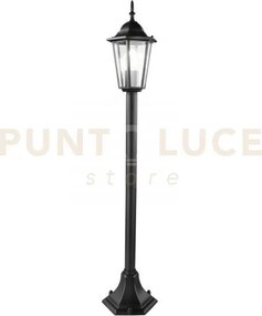 Paletto milano nero 1 luce attacco e27 ip44 17x105cm alluminio e vetro