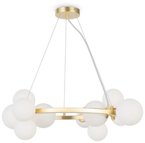 Lampadario Contemporaneo Dallas Metallo Bianco 11 Luci Diffusori Vetro Bianco