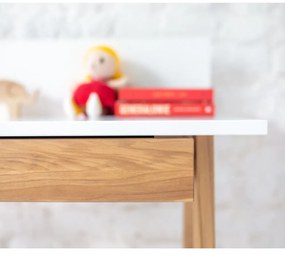 Scrivania bianca con base in frassino, lunghezza 85 cm Luka - Ragaba