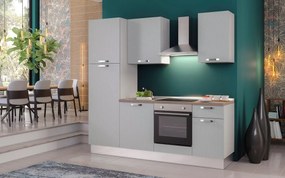 Cucina montata Dora SX L.225cm piano INDUZIONE +FRIGO bianco L 225 cm