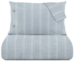 Parure copripiumino matrimoniale blu righe Eco Dreams