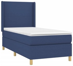 Letto a molle con materasso e led blu 80x200 cm in tessuto