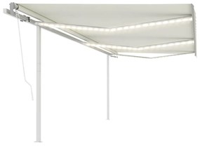 Tenda Da Sole Automatica Con Sensore Vento E Led 6x3,5 M Crema /