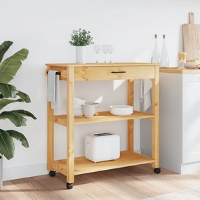 Carrello da cucina monza 84x40x90 cm in legno massello di pino