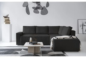 Divano letto angolare in velluto a coste color antracite Brave Dave - Miuform